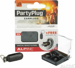Chrániče sluchu Alpine PartyPlug Black - bezkonkurenční špunty do uší / ochrana sluchu na koncerty, party a festivaly