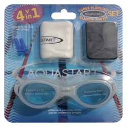 AQUASTART SET: plavecké brýle, čepice, špunty, vak
