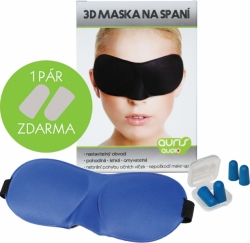 Modrá 3D maska na oči na spaní + ŠPUNTY DO UŠÍ