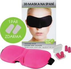 Růžová 3D maska na oči na spaní + ŠPUNTY DO UŠÍ