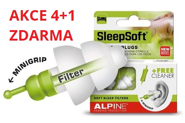 Špunty na spaní Alpine SleepSoft MINIGRIP 4+1 pár