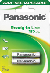 Nabíjecí baterie (akumulátory )  AAA Panasonic Ready to use 750 HHR-4MVE/2BC 2ks