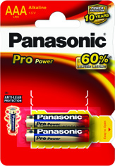 Fotografie PANASONIC Alkalické baterie Pro Power LR03PPG/2BP AAA 1, 5V (Blistr 2ks) Panasonic